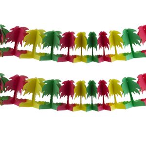 Hawaii palmbomen thema feestslinger - 2x - gekleurd - 400 cm - papier