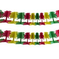 Hawaii palmbomen thema feestslinger - 2x - gekleurd - 400 cm - papier