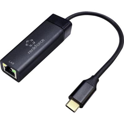Renkforce USB-C, RJ45 Adapter [1x USB-C USB 3.2 (Gen 1) - 1x RJ45-bus] RF-USBCA-200 15 cm PVC-mantel