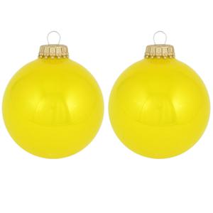 Krebs kerstballen - 24x st - neon geel - 7 cm - glas - full sun yellow