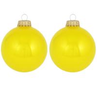 Krebs kerstballen - 24x st - neon geel - 7 cm - glas - full sun yellow