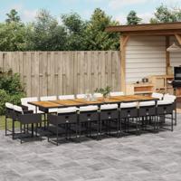 17-delige Tuinset met kussens poly rattan zwart