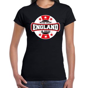 Have fear England is here / Engeland supporter t-shirt zwart voor dames