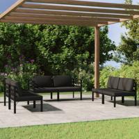 6-delige Loungeset met kussens aluminium antracietkleurig
