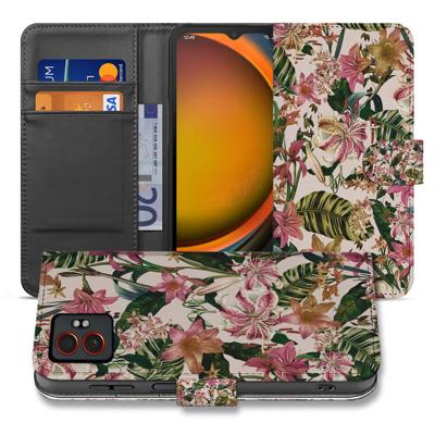 Portemonnee Hoesje Samsung Galaxy Xcover 7 Pro | Paars Wit Bloemen