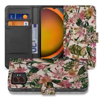 Portemonnee Hoesje Samsung Galaxy Xcover 7 Pro | Paars Wit Bloemen