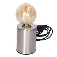 Tafellamp Zilver - metaal- IP20 schakelaar - 7.5 x 7.5 x 10 cm - inclusief LED Retro lamp