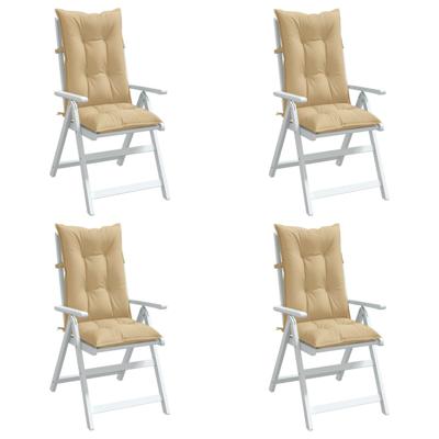 VidaXL Stoelkussens 4 st hoge rug 120x50x7 cm stof gemêleerd beige