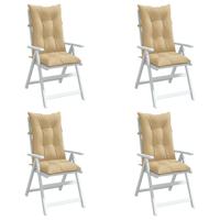 VidaXL Stoelkussens 4 st hoge rug 120x50x7 cm stof gemêleerd beige