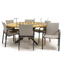 Tuinstoel Anzio dining Soft grey met Prado 160 cm teaktafel
