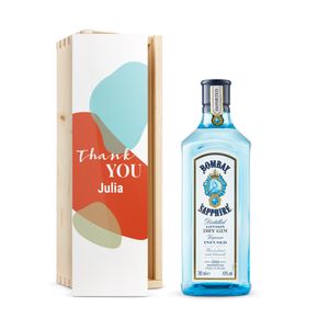 Gin in bedrukte kist - Bombay Sapphire