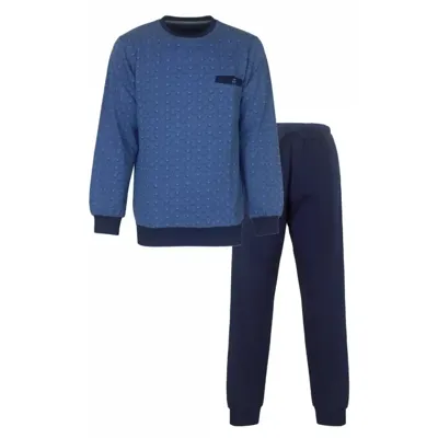 Warme Fleece pyjama heren - Winter - Blauwe warme winter pyjama