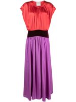 Forte Forte robe longue colour block en soie - Violet