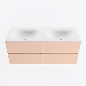 MONDIAZ VICA 120cm badmeubel onderkast Rosee 4 lades. Wastafel MOON dubbel 2 kraangaten, kleur Talc.
