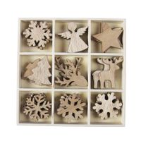 Othmar Decorations houten kerstornamenten - 36x - 3,-4 cm   -