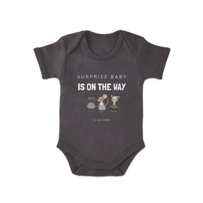 Romper bedrukken - Korte mouw - Antraciet - 62/68