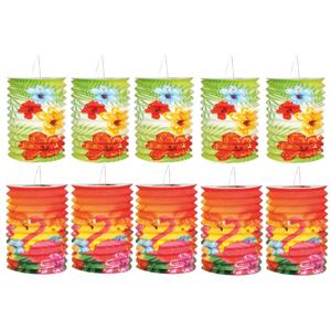 Papieren hawaii tropisch thema feest lampionnen - 10x stuks - 16 cm - Feestartikelen/versiering