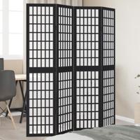 Kamerscherm met 4 panelen massief paulowniahout zwart