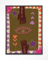 Urban Cotton Wandkleed 'Hands' 110 x 145cm in Floating Frame - black