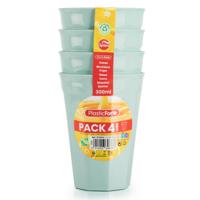 Verjaardag/kinder/camping drink bekers - 4x stuks - 300 ML - mintgroen - kunststof - onbreekbaar