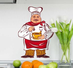 Sticker keuken dikke kok kleur