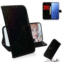 Voor Galaxy S10 effen kleur kleurrijke magnetische Buckle horizontale Flip PU lederen draagtas met houder & kaartsleuven & portemonnee & Lanyard (zwar
