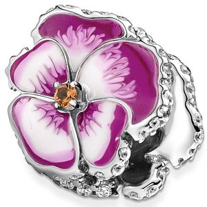 Pandora 790777C01 Bedel Pink Pansy Flower zilver-emaille-zirconia roze-wit