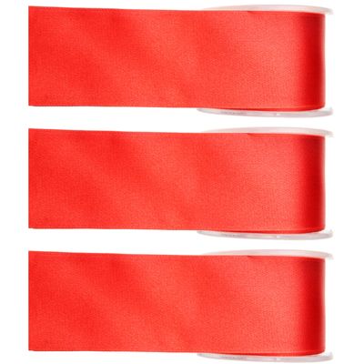3x Hobby/decoratie rode satijnen sierlinten 2,5 cm/25 mm x 25 meter