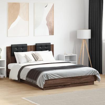 Bedframe met hoofdeinde bruin eikenkleurig 120x190 cm