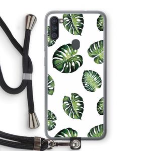 Tropische bladeren: Samsung Galaxy A11 Transparant Hoesje met koord