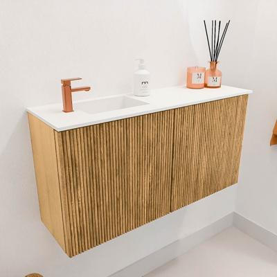 Toiletmeubel Mondiaz Joya | 80 cm | Meubelkleur Oak | Faye wastafel Talc Links | 1 kraangat Toiletmeubel Mondiaz Joya | 80 cm | Meubelkleur Oak | Faye wastafel Talc Links | 1 kraangat