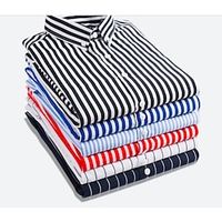 Voor heren Overhemd Gestreept shirt Button-down overhemd Shirt met kraag Zwart Wit Rood Marineblauw Lange mouw Gestreept Bruiloft Terug naar kantoor Kleding Lightinthebox