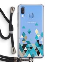 Gekleurde driehoekjes blauw: Samsung Galaxy A40 Transparant Hoesje met koord