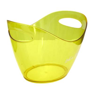 Wijnfles koeler/wijnkoeler Bucket - transparant geel - kunststof - 34 x 25 x 26 cm - IJsemmer