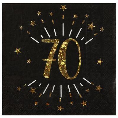 Verjaardag feest servetten leeftijd - 10x - 70 jaar - goud - 33 x 33 cm