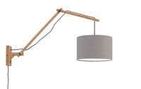 GOOD&MOJO Wandlamp 'Andes' Large, Bamboe en Eco linnen, kleur Lichtgrijs/Naturel