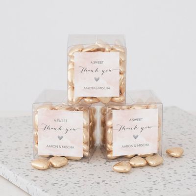 Bedankdoosje bruiloft New Beginnings vierkant