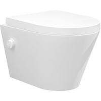 Wandcloset Wiesbaden Vesta | 52 cm | Rimless | Bidet functie-warm en koud water | Incl.Toiletzitting | Keramiek | Glans wit Wandcloset Wiesbaden Vesta | 52 cm | Rimless | Bidet functie-warm en koud water | Incl.Toiletzitting | Keramiek | Glans wit