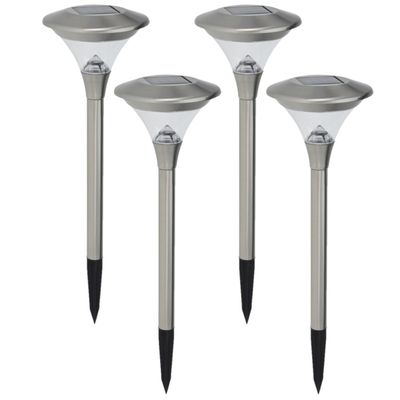 Set van 4x stuks solar tuinlampen/prikspots op zonne-energie 47 cm RVS