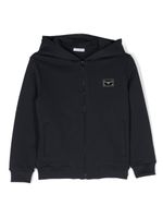 Dolce & Gabbana Kids hoodie zippé à plaque logo - Bleu