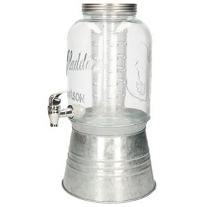 Vivalto Drankdispenser - glas - 3,8L - met tapkraantje - zilverkleurig