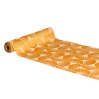 Tafelloper op rol - ginkgo print - oranje - 28 x 300 cm - polyester