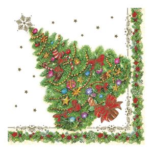 Maki kerst thema servetten - 60x st - 33 x 33 cm - kerstboom - papier