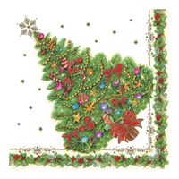 Maki kerst thema servetten - 60x st - 33 x 33 cm - kerstboom - papier - thumbnail