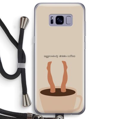 Aggressively drinks coffee: Samsung Galaxy S8 Transparant Hoesje met koord