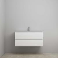 On-Line Onderkast - 100 cm - Voorgemonteerd - Acryl Wastafel - 1 Kraangat - Hoogglans Wit