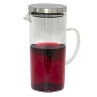 Sapkan/schenkkan karaf met deksel - 1.5 liter/1500 ml - transparant - glas - rvs deksel