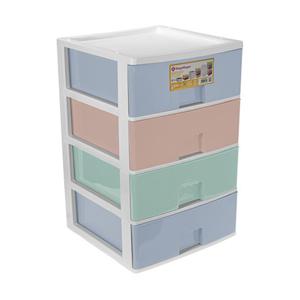 Ladeblokje/bureau organizer 4x grote lades - multi kleuren - L38 x B38 x H58 cm - kunststof