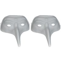 Halloween/Gemaskerd bal snavel feestmasker - 2x - wit - plastic - volwassenen