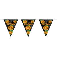 Pompoenen Halloween vlaggenlijn feestslinger - plastic - 450 cm